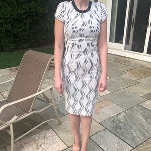 White dress with black pattern